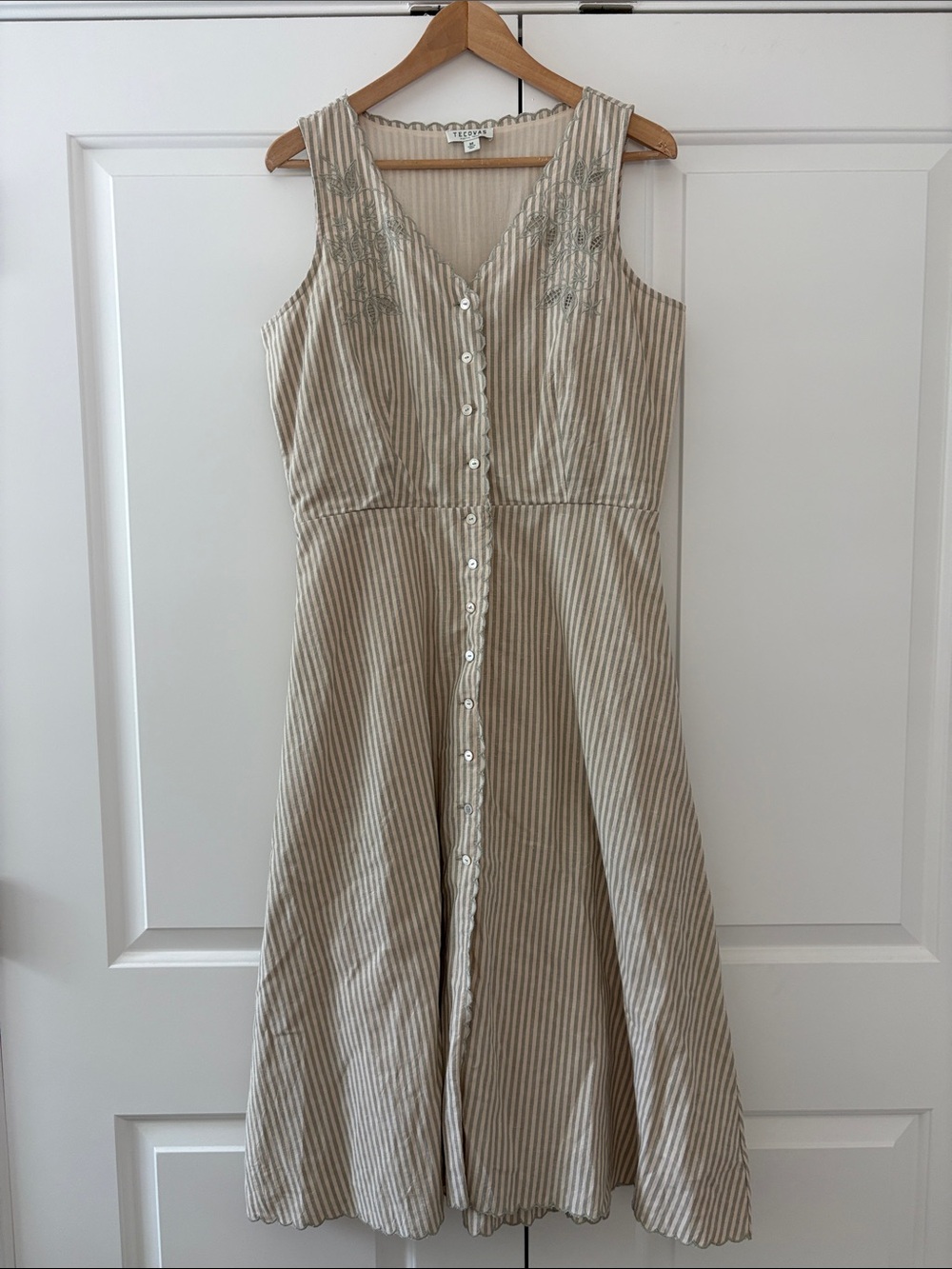 Tecovas Striped Cotton Linen Midi Dress - Size M